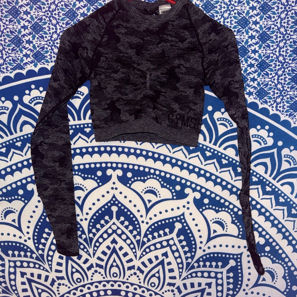 Black Camouflage GYM SHARKCrop Top